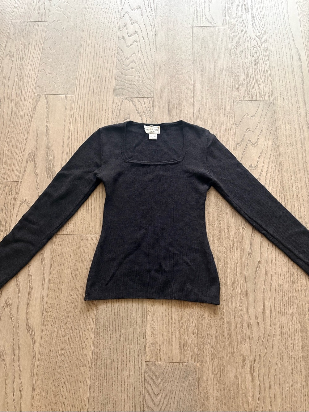 henri bendel Black Square Neck Sweater